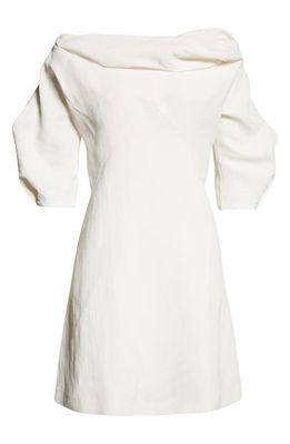 Jil Sander Twisted Cowl Neck Cocoon Sleeve Minidress in 100 - Optic White