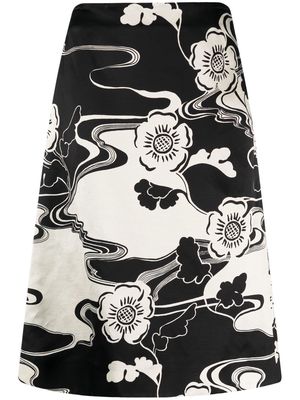 Jil Sander two-tone floral-print skirt - White