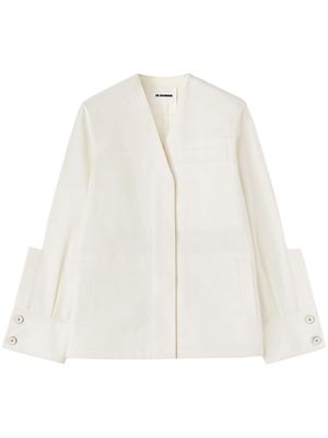 Jil Sander V-neck cotton-blend jacket - White