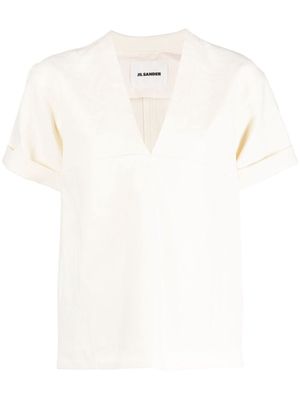 Jil Sander V-neck linen-blend blouse - Neutrals