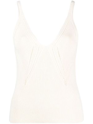 Jil Sander V-neck ribbed-knit top - White
