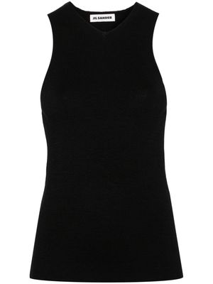Jil Sander V-neck wool tank top - Black