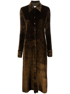 Jil Sander velvet-effect button-fasten dress - Brown