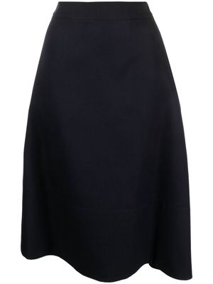 Jil Sander virgin wool asymmetric-hem midi skirt - Blue