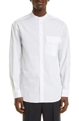 Jil Sander Wednesday Cotton Band Collar Shirt in 100 - White Paper