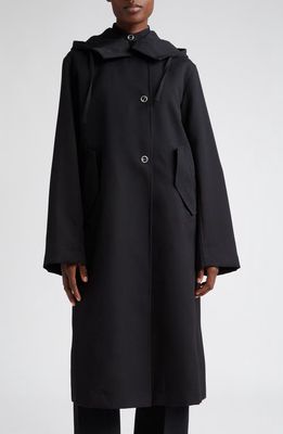 Jil Sander Wool Gabardine Hooded Sport Coat in 001-Black