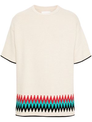 Jil Sander zigzag-intarsia knitted t-shirt - Neutrals