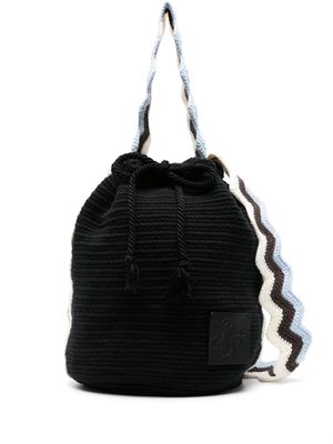 Jil Sander zigzag-stripe knitted bucket bag - Black