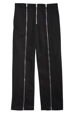 Jil Sander Zip Detail Cotton Pants in Black