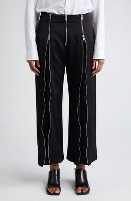 Jil Sander Zip Detail Cropped Pants in Black