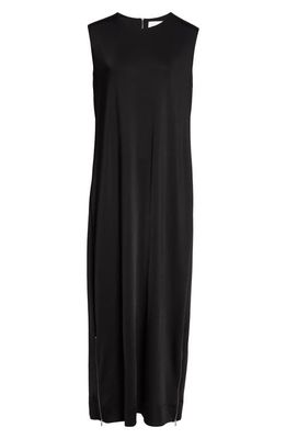 Jil Sander Zip Detail Sleeveless Midi Dress in Black