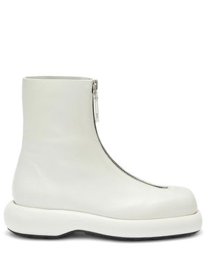 Jil Sander zip-up leather boots - White