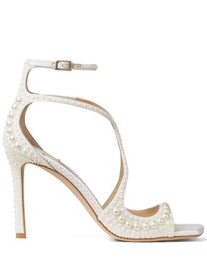 Jimmy Choo Azia 95mm pearl-embellished sandals - White