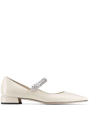 Jimmy Choo Bing crystal-strap ballerina shoes - Neutrals