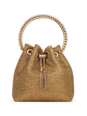 Jimmy Choo Bon Bon crystal-embellished bucket bag - Gold