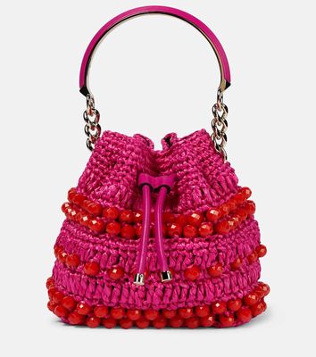 Jimmy Choo Bon Bon embellished raffia bucket bag