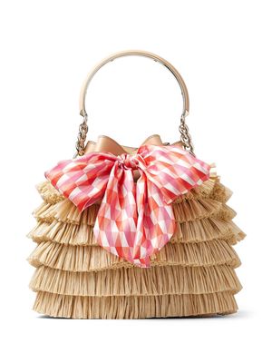 Jimmy Choo Bon Bon fringed bucket bag - Neutrals