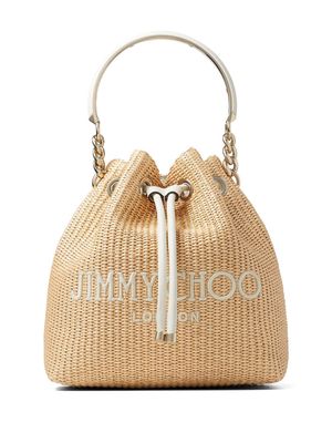 Jimmy Choo Bon Bon logo-embroidered bag - Neutrals