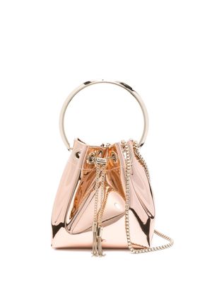 Jimmy Choo Bon Bon patent-finish bucket bag - Pink