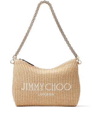 Jimmy Choo Callie logo-embroidered shoulder bag - Neutrals