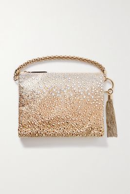 Jimmy Choo - Callie Tasseled Crystal-embellished Degradé Satin Shoulder Bag - Gold