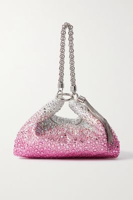 Jimmy Choo - Callie Tasseled Crystal-embellished Degradé Satin Shoulder Bag - Pink