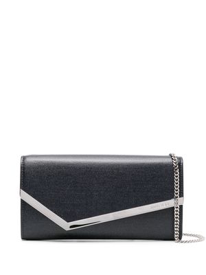 Jimmy Choo Emmie glazed-denim clutch bag - Blue