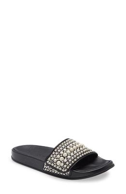 Jimmy Choo Fitz Embellished Pool Slide in V Black