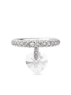 Jimmy Choo heart-charm crystal ring - Silver