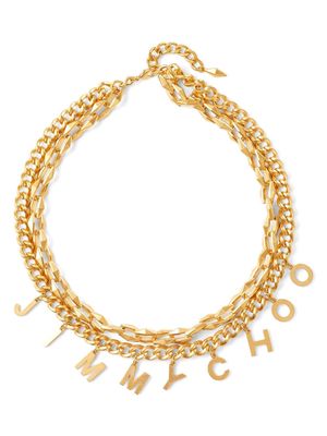 Jimmy Choo logo-lettering chain necklace - Gold