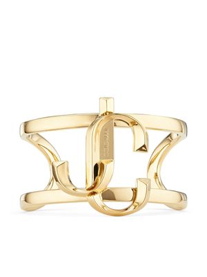 Jimmy Choo logo-lettering cuff bracelet - Gold