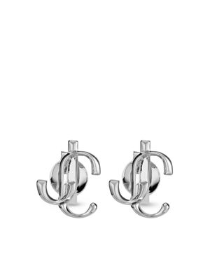 Jimmy Choo logo-lettering stud earrings - Silver