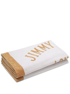 Jimmy Choo logo-print cotton beach towel - White