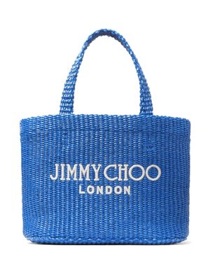 Jimmy Choo mini logo-embroidered beach bag - Blue