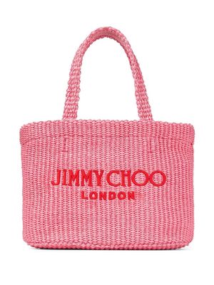 Jimmy Choo mini logo-embroidered beach bag - Pink