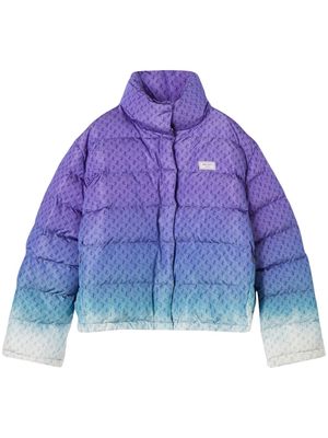 Jimmy Choo monogram-print puffer jacket - Purple