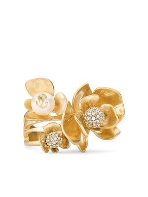 Jimmy Choo Petal crystal-embellished ring - Gold