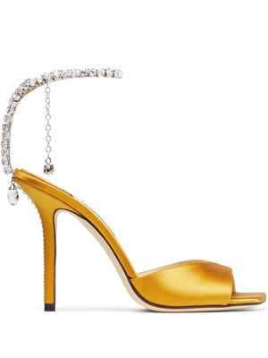 Jimmy Choo Saeda 100mm crystal-embellishment sandals - Yellow