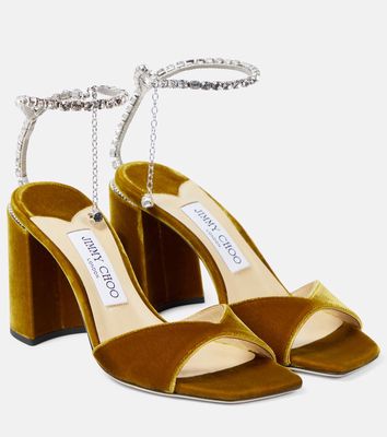 Jimmy Choo Saeda embellished velvet sandals