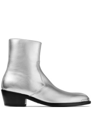 Jimmy Choo Sammy/M laminated-finish ankle boots - Silver