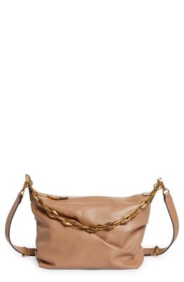 Jimmy Choo Small Diamond Leather Hobo Bag in Biscuit/Gold