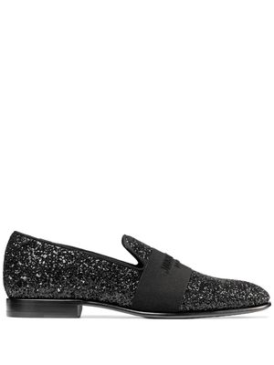 Jimmy Choo Thame glitter-embellished loafers - Black