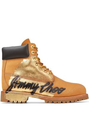 Jimmy Choo x Timberland graffiti logo ankle boots - Brown