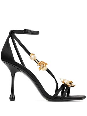 Jimmy Choo Zea 95mm floral-appliqué sandals - Black