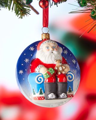 Jingle Ball Santa in Armchair Ornament