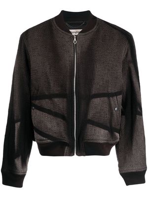 JiyongKim bleached-effect tweed bomber jacket - Black