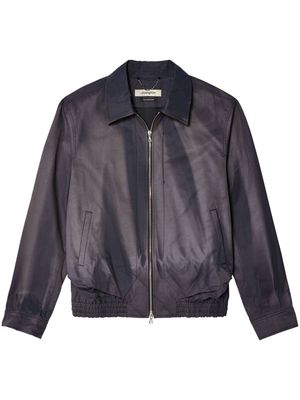 JiyongKim bleached zip-up jacket - Grey
