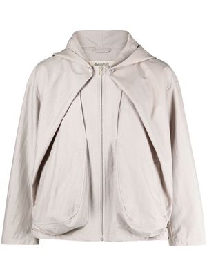 JiyongKim draped-design hooded jacket - Neutrals