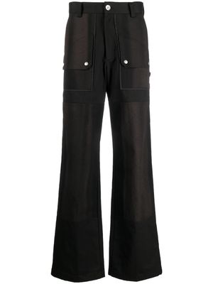 JiyongKim panelled sun-bleached effect trousers - Black