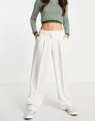 JJXX Mary tailored wide leg dad pants in white